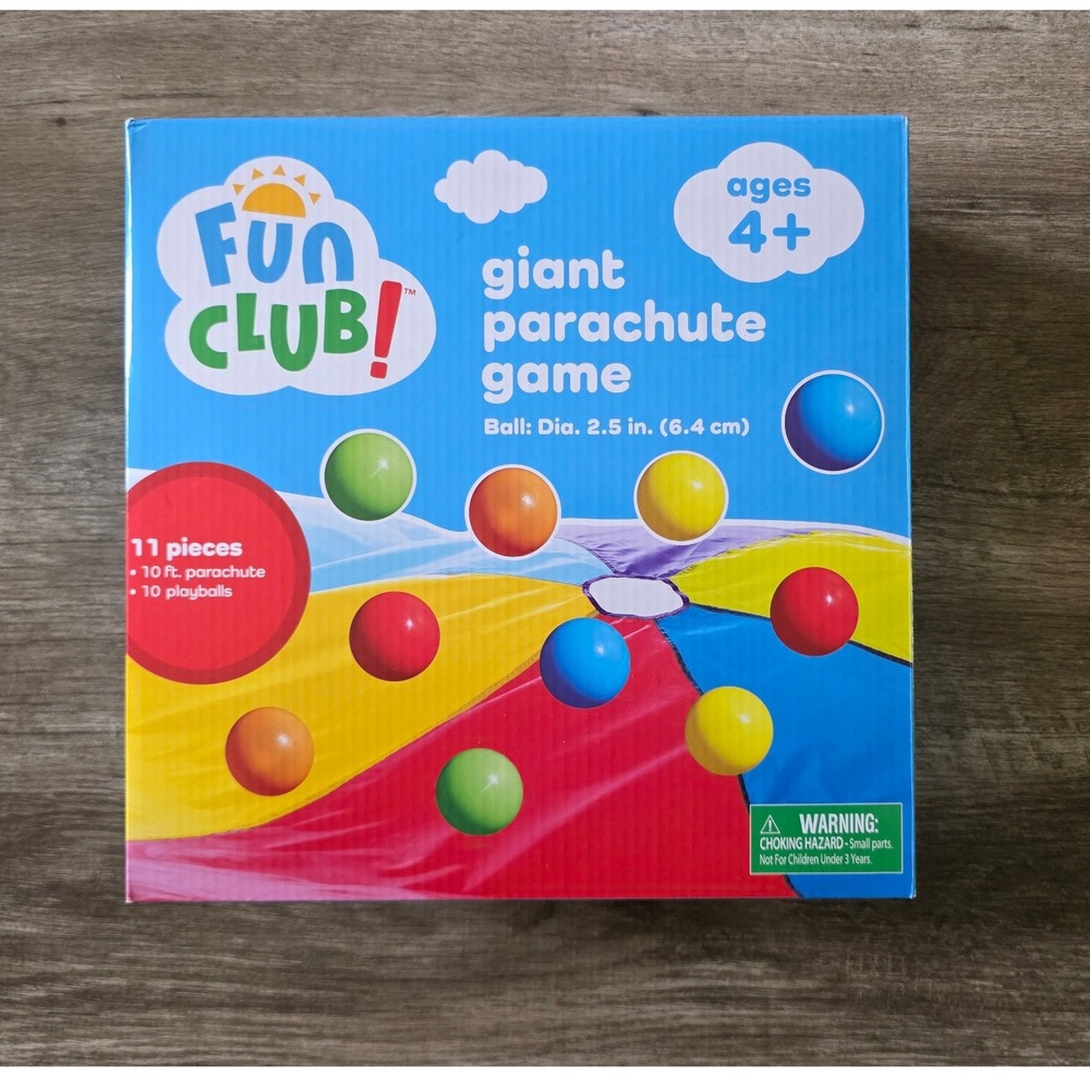 Giant Parachute Game 10ft Rainbow 11 Piece Set with 10 Balls Kids Ages 4+